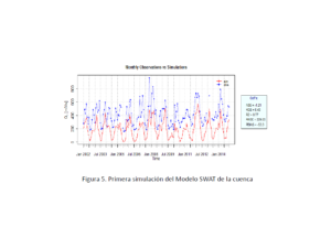 CEAP Centro Estudios Ambientales Perú Primera simulación del Modelo SWAT de la cuenca || http://ceap.org.pe/linea-de-ingenieria/desempeno-de-los-modelos-hidrologicos-swat-y-gr2m-en-la-cuenca-hidrografica-del-amazonas-en-peru-cuenca-del-rio-mayo/